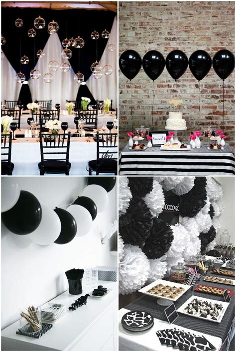 black and white theme party decorations